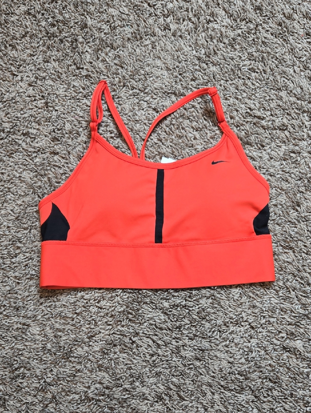 Nike Dri Fit Medium Coral Sports Bra with Black Logo